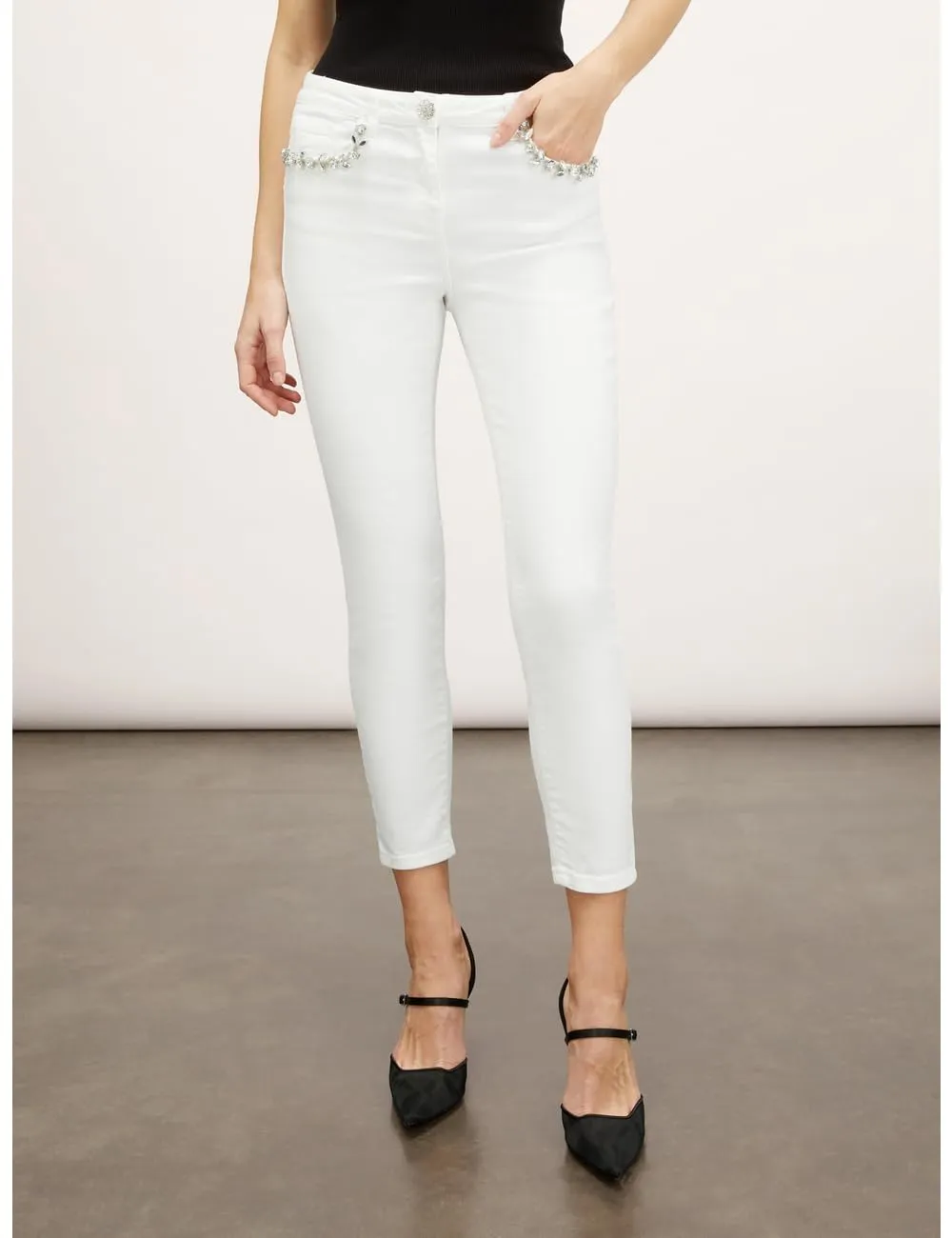Motivi Skinny-Jeans Schmucksteine Jeans blau Stretch