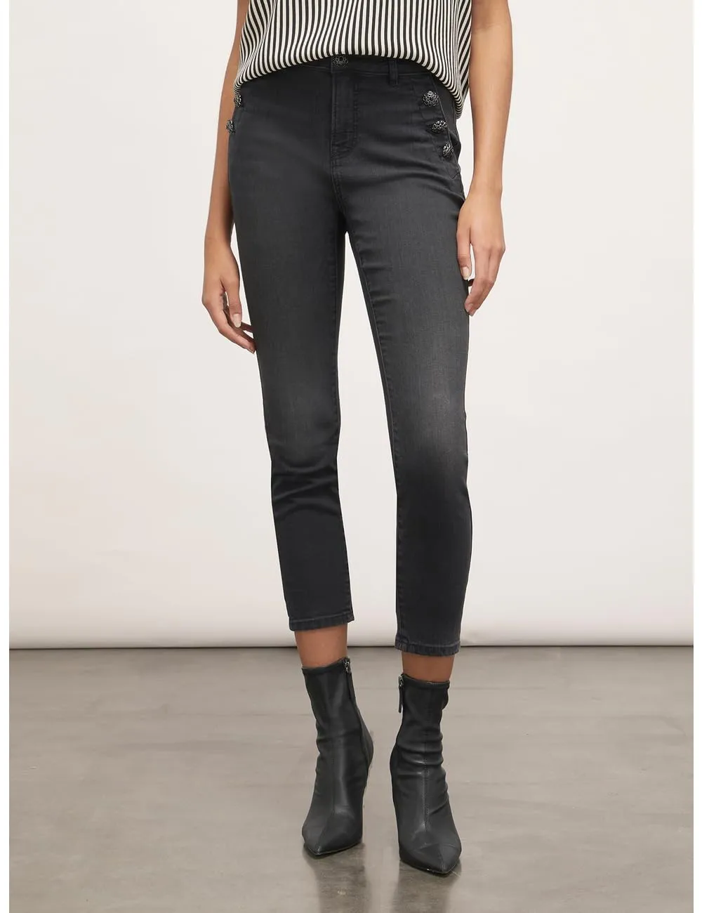 motivi Skinny-Jeans Knopf black washed Denim