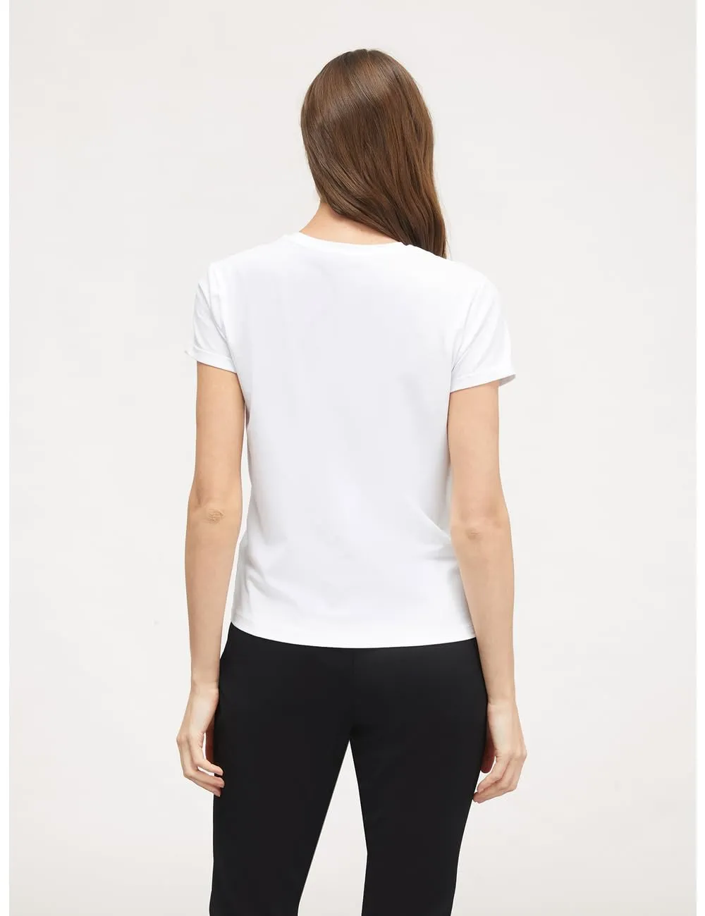 Motivi Spring Summer 24 T-Shirt Schriftzug Baumwolle Spitze
