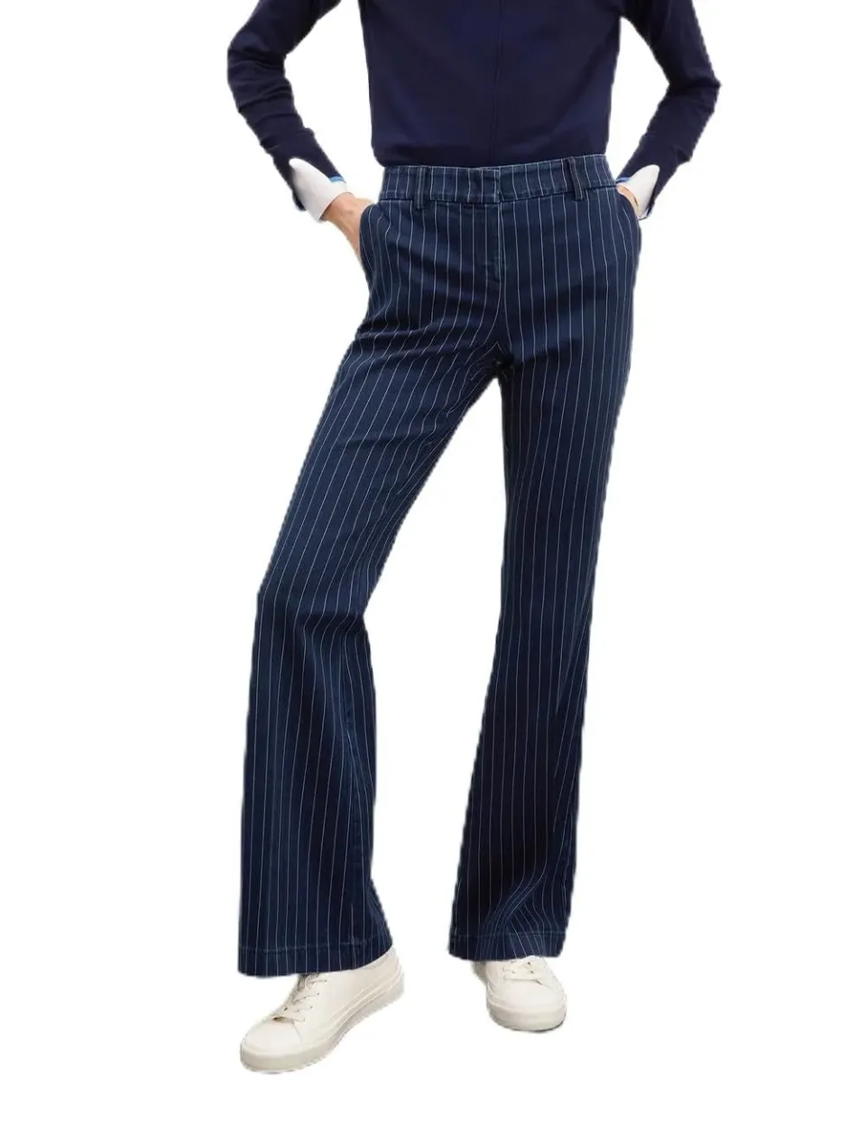 Motivi Flare-Jeans Nadelstreifen-Optik Jeans Baumwolle