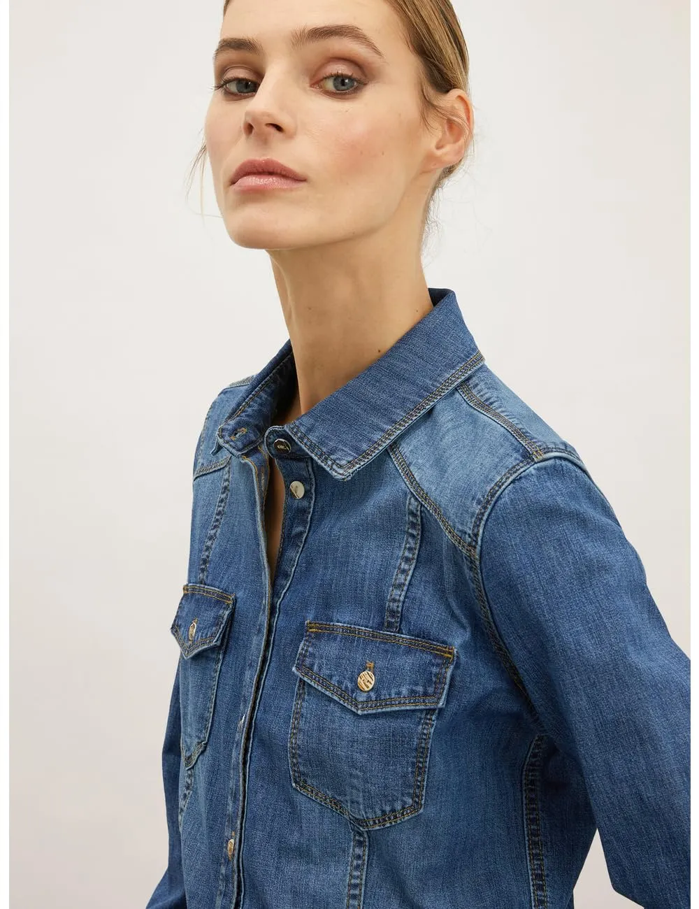 Motivi Denim Hemdbluse Stretch mittlere Waschung