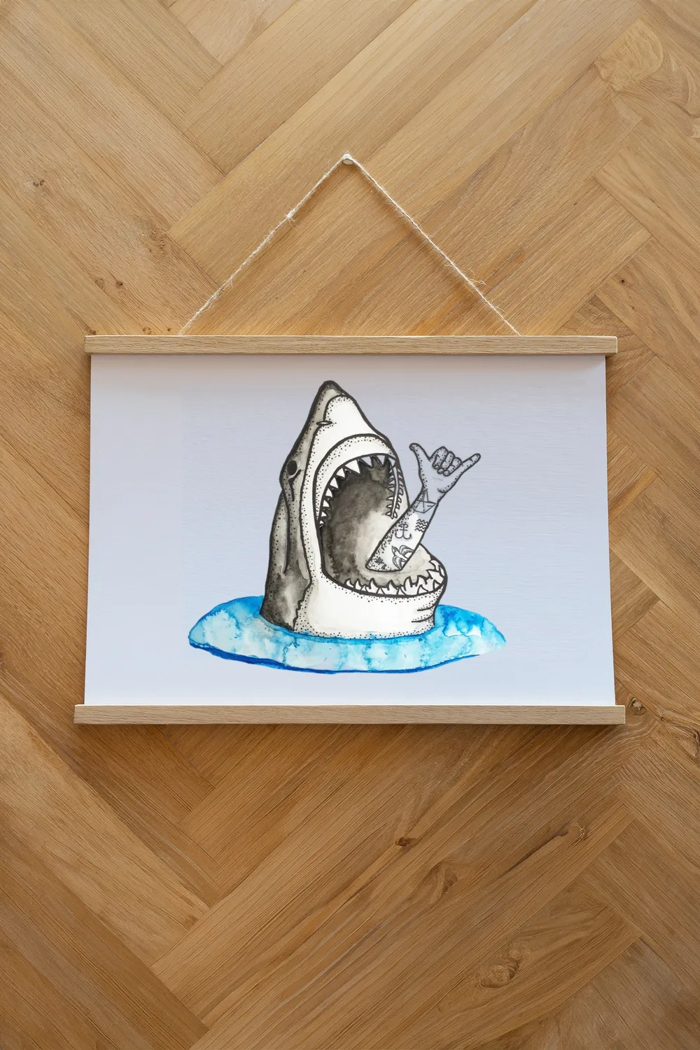 LAKOR Shark Shaka Poster Weiß Papier 250 g