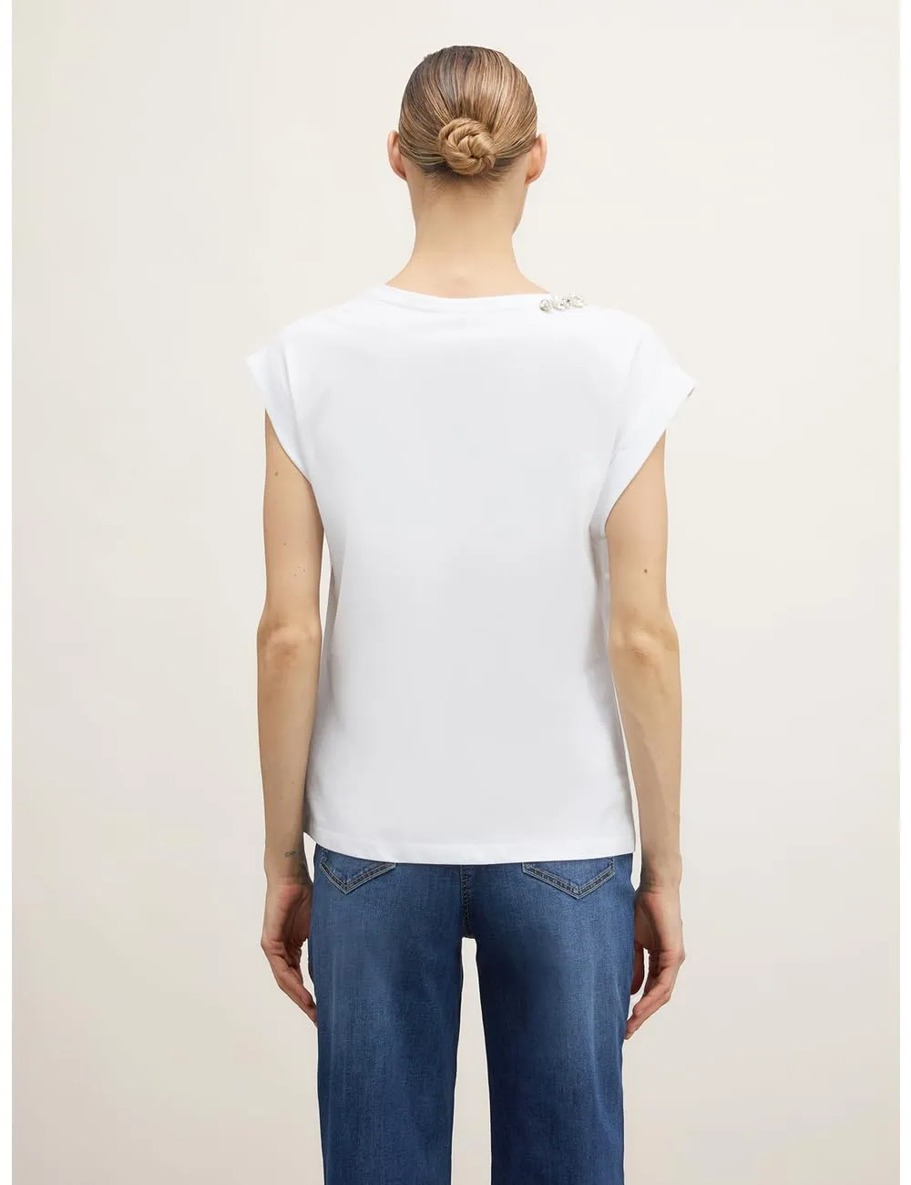 Motivi Boxy-T-Shirt Baumwolle Schmucksteine