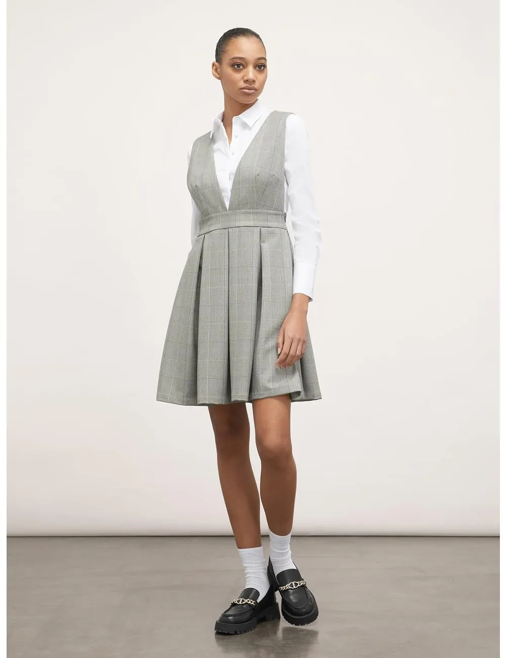 Motivi Karo-Kleid Freizeitkleid mit Kellerfalten