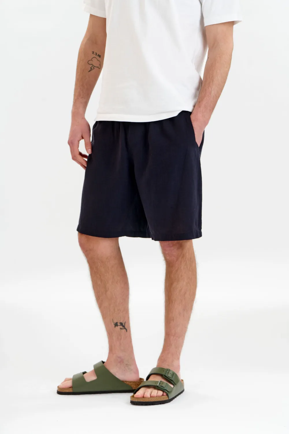 KOMODO JERRY Shorts Navy Tencel-Leinen
