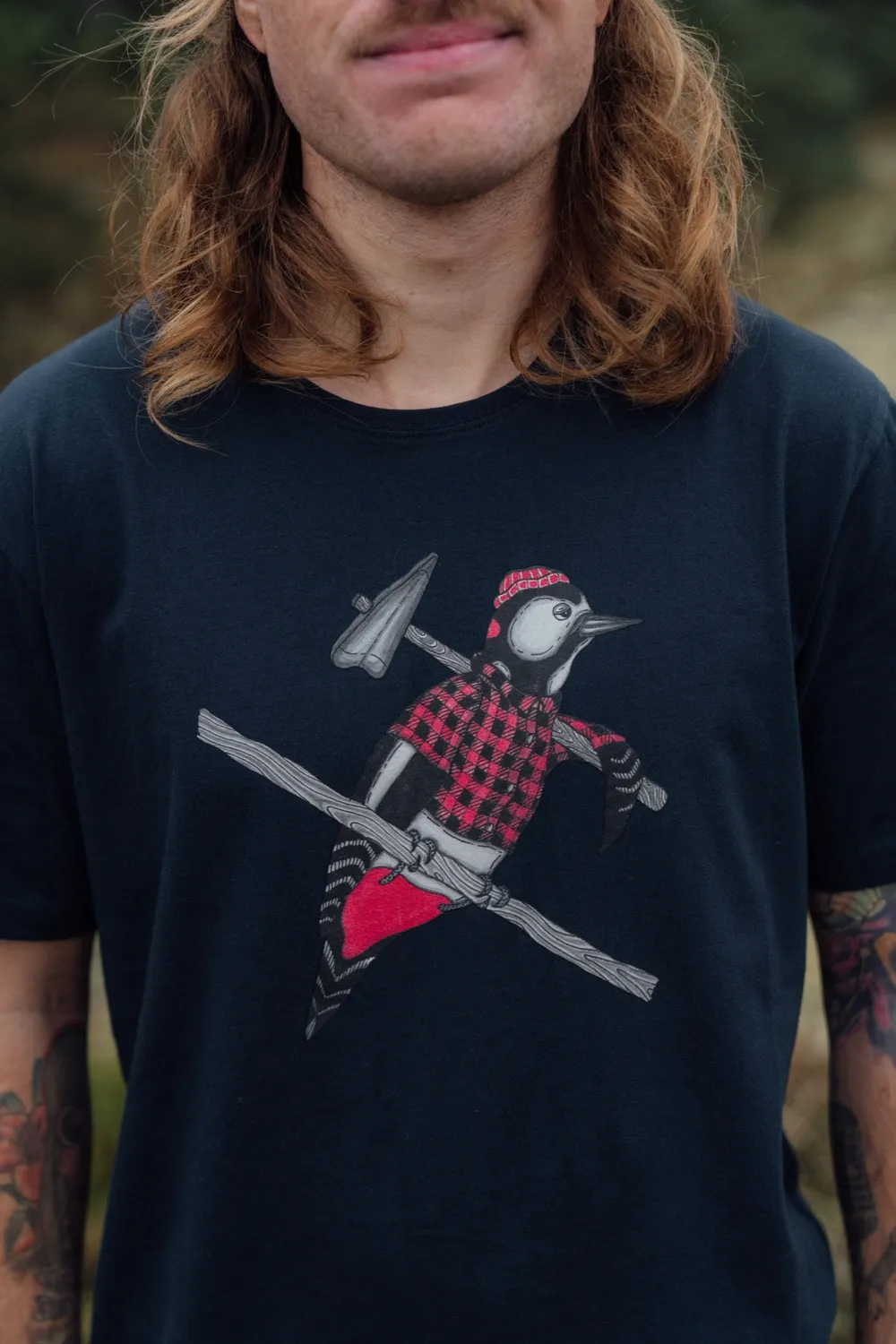 LAKOR Woodpecker T-Shirt Blueberry Bio-Baumwolle