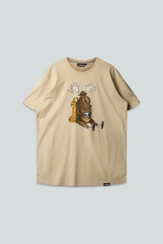 LAKOR Snooze Moose T-Shirt White Pepper Bio-Baumwolle