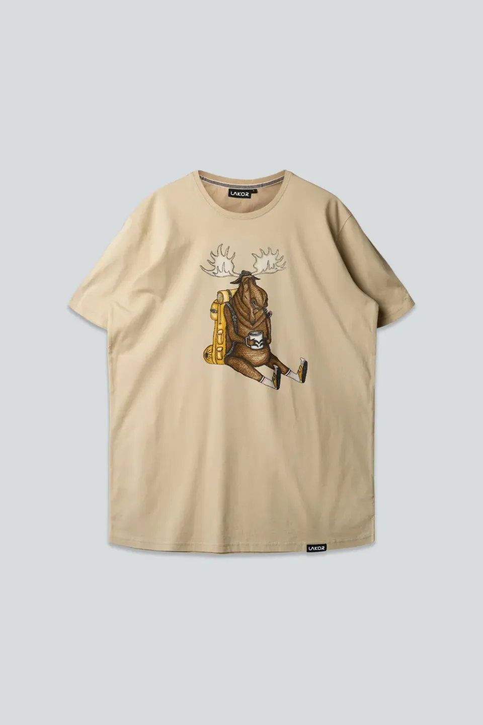 LAKOR Snooze Moose T-Shirt White Pepper Bio-Baumwolle
