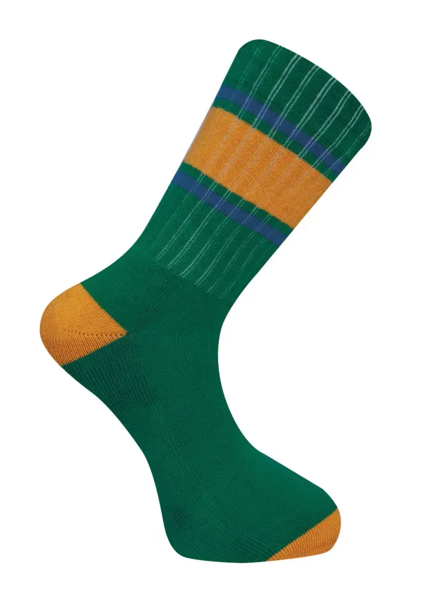 Komodo New Sport Stripe Socken grün Bio-Baumwolle