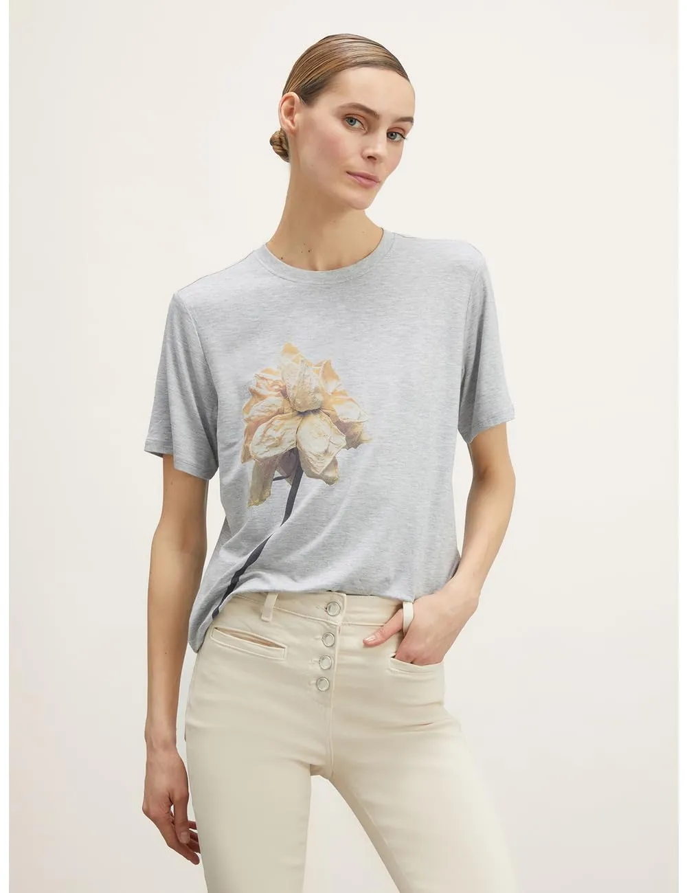 motivi Spring Summer 24 Boxy T-Shirt Blumen Viskose