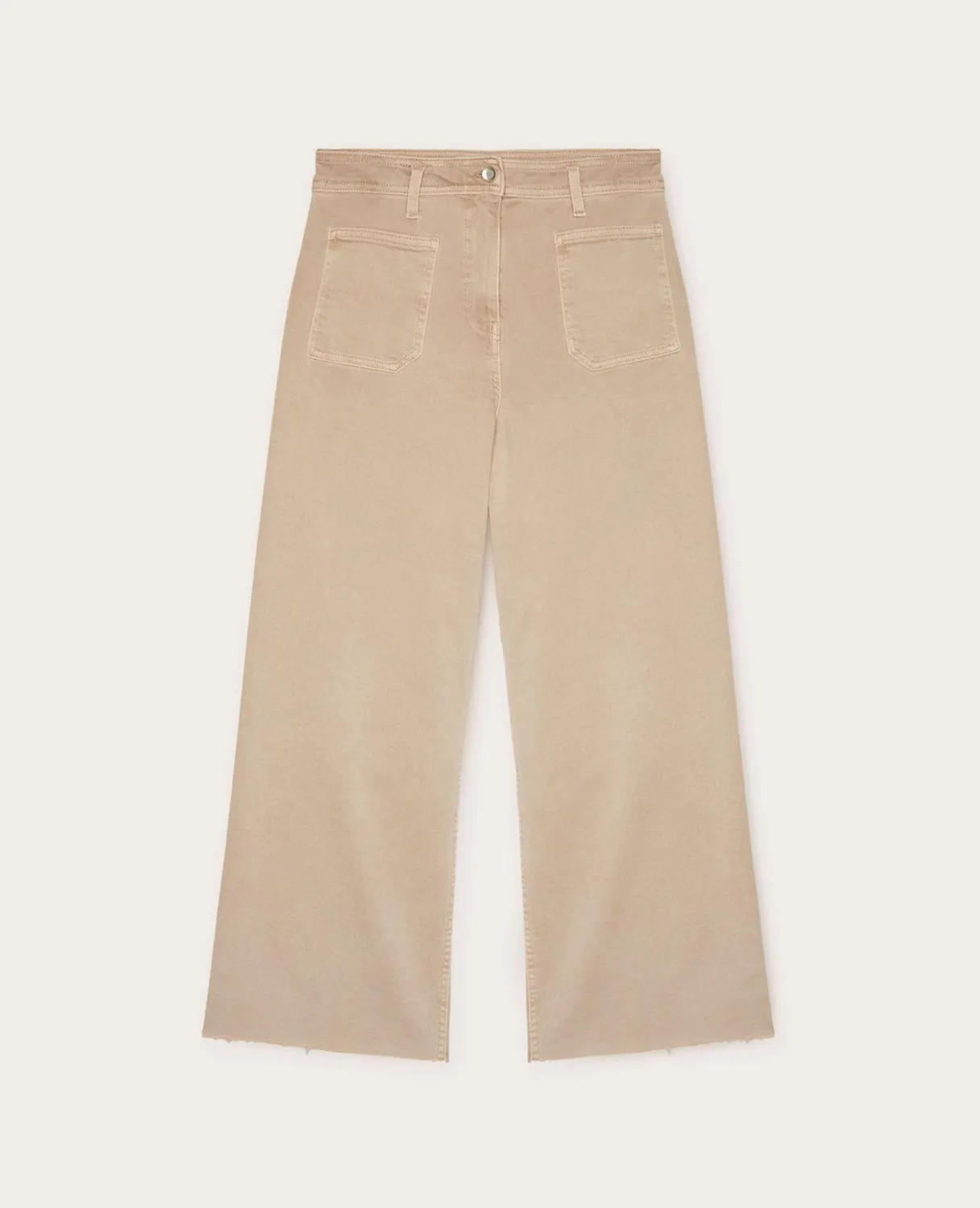 Motivi Cropped-Hose Baumwoll-Drill Fransensaum gerade