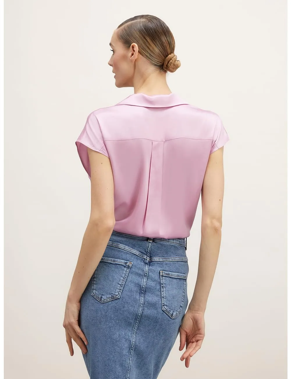 Motivi Kimono-Hemdbluse aus Satin mit Flügelärmeln