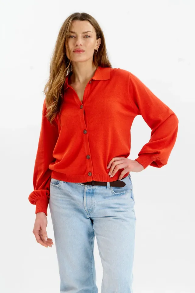Komodo Nani Cardigan Rot Bio-Baumwolle