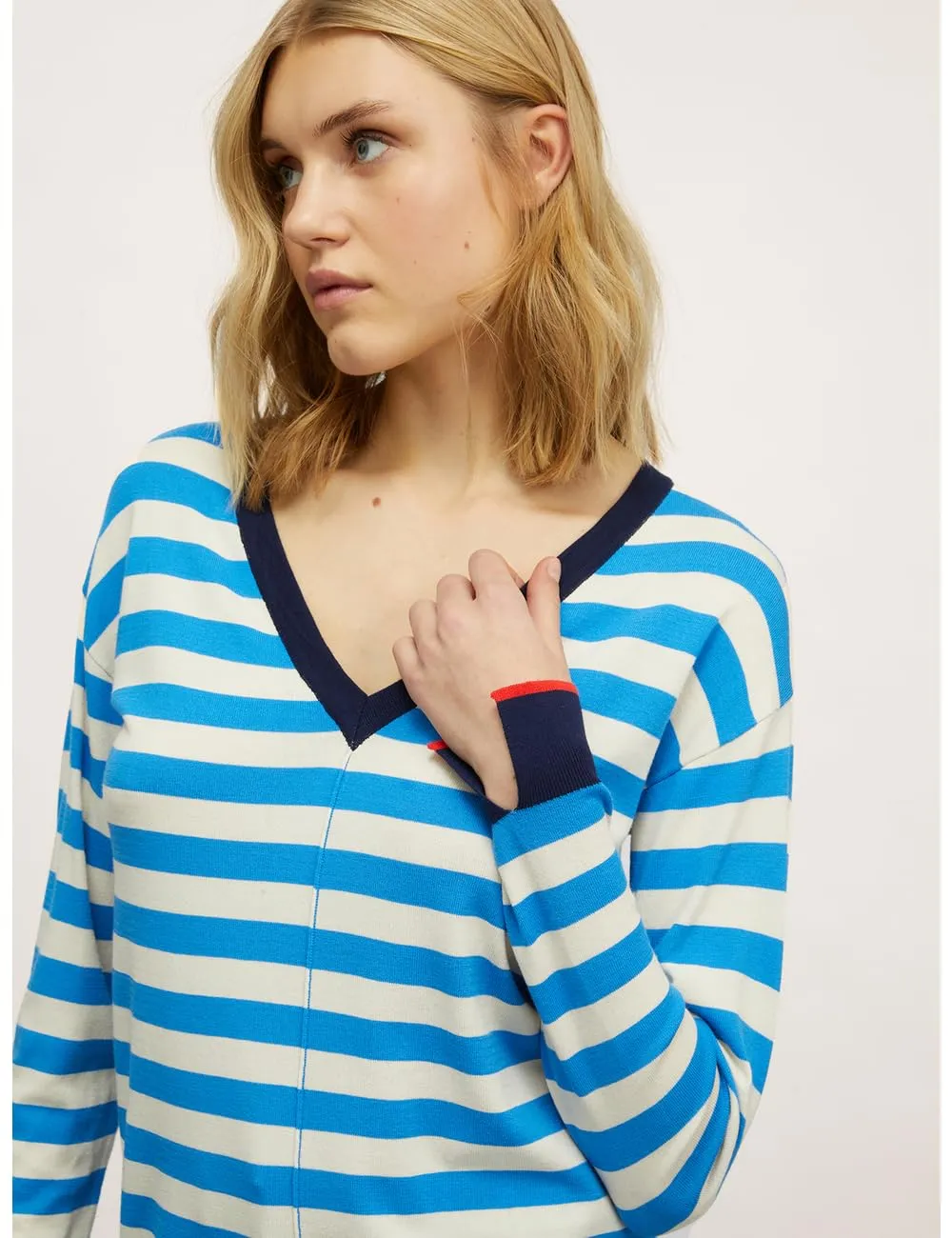 Motivi Strickpullover V-Ausschnitt gestreift Viskose