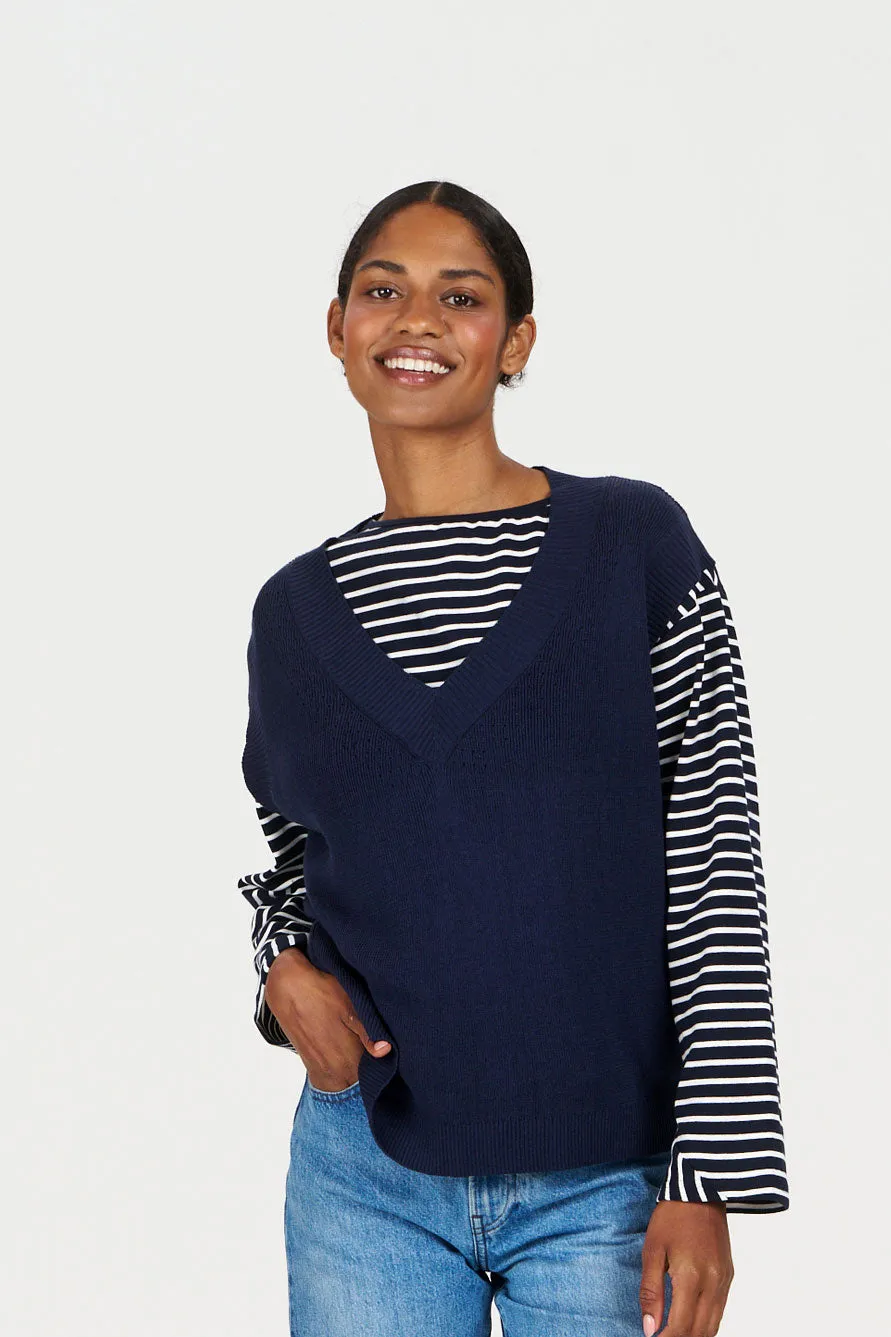KOMODO SANDER Top Damen navy Größe 12 Ramie-Baumwolle
