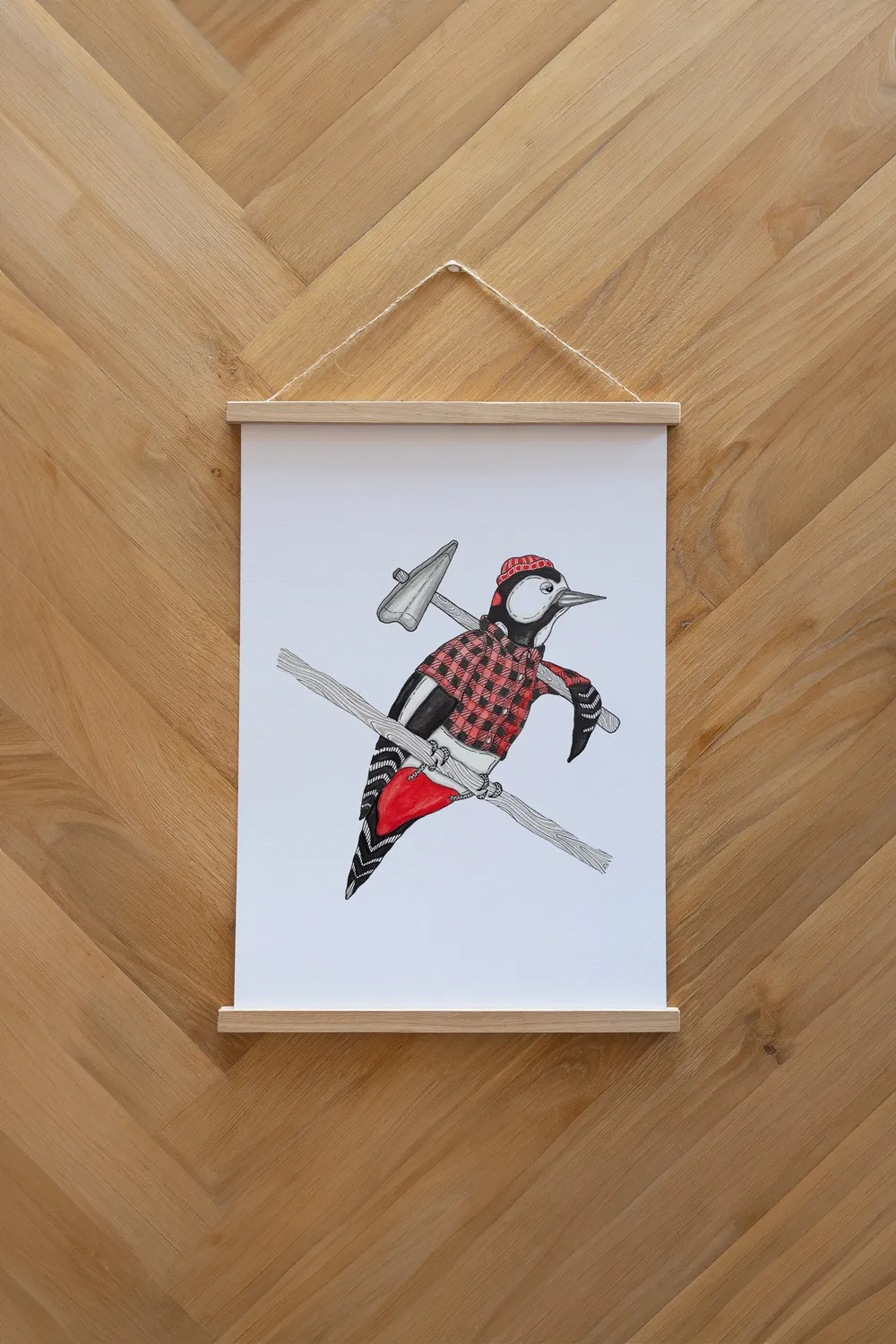 LAKOR Woodpecker Plakat Poster Weiß 250g