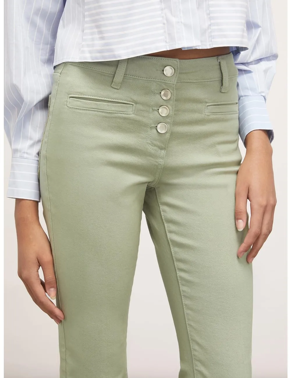 Motivi Flare-Hose Stretch-Baumwolle Fransensaum hohe Taille