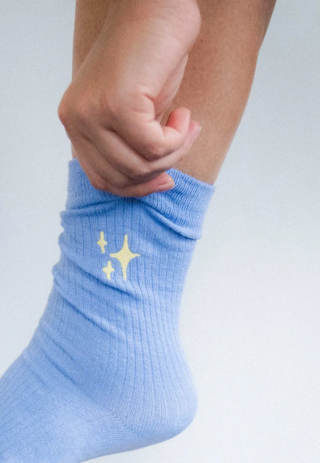 MELA Stickerei Socken forgetmenot stars 35-38 Baumwolle