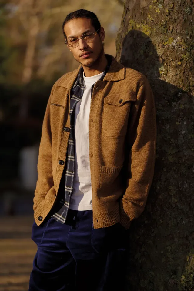 KOMODO WOLFIE Strickjacke Camel Herren Lambswool