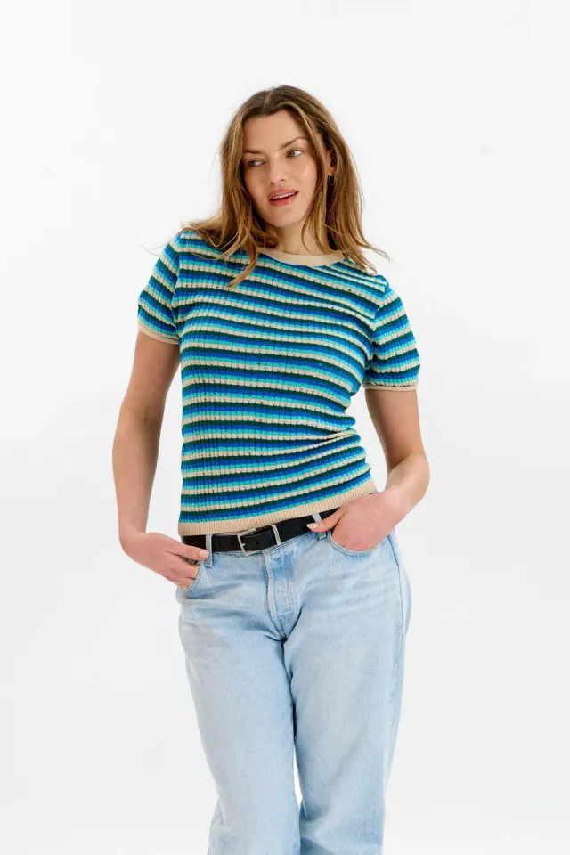 Komodo Penelope Pointelle Shirt Ocean EUR 38 gestreift