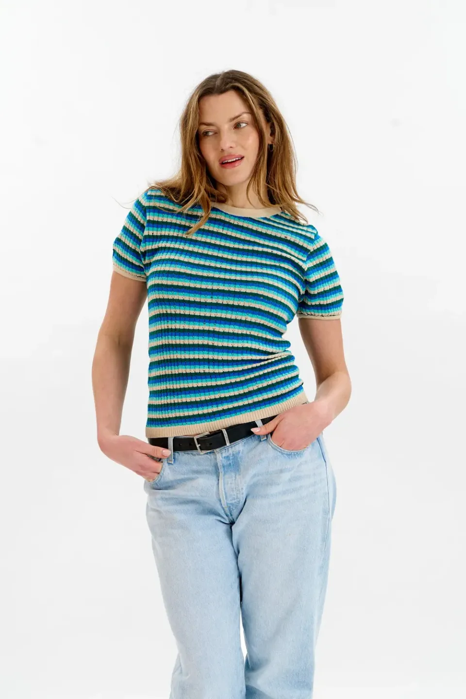 Komodo Penelope Pointelle Shirt Ocean EUR 38 gestreift