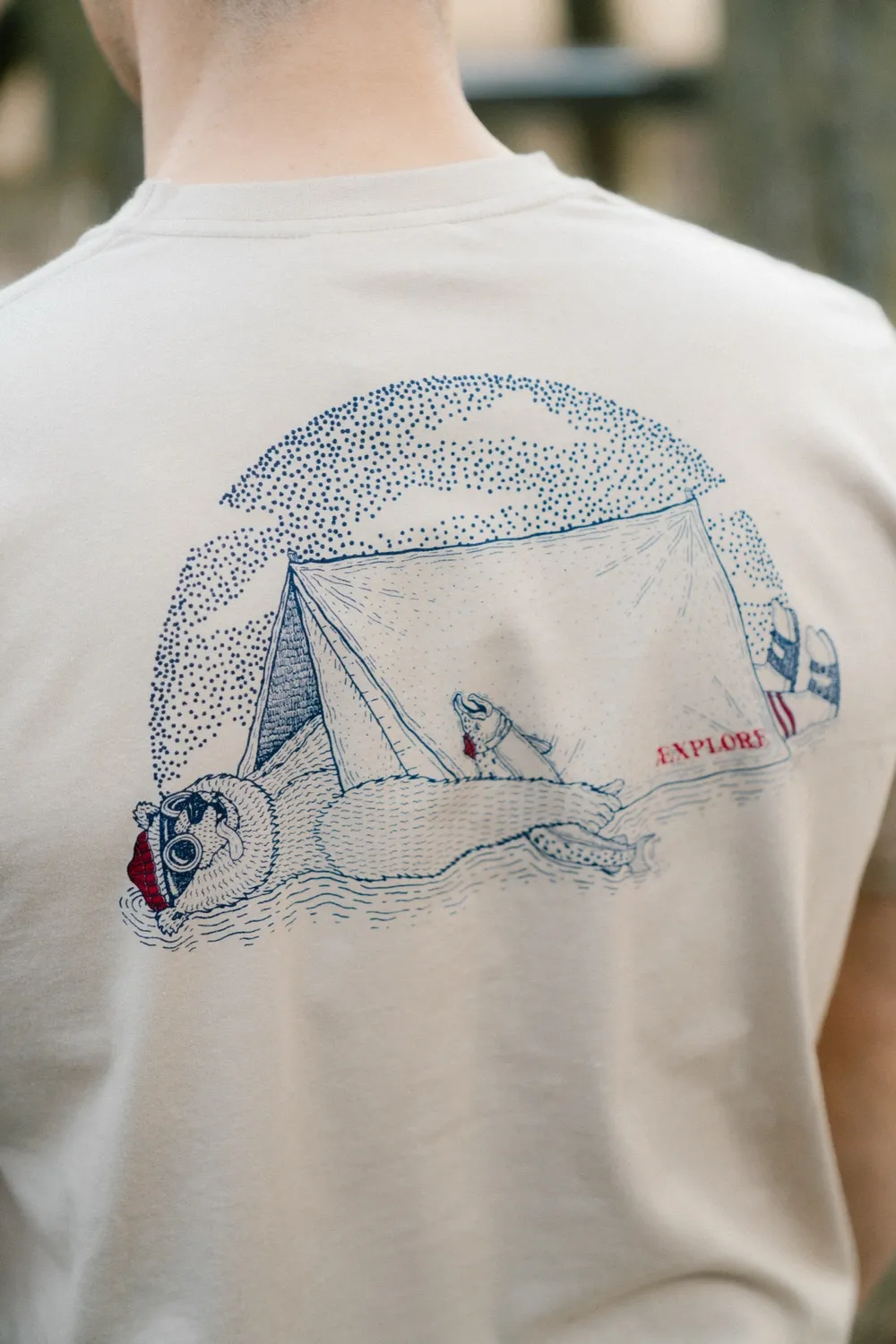 LAKOR Bear Inn T-Shirt White Pepper Bio-Baumwolle
