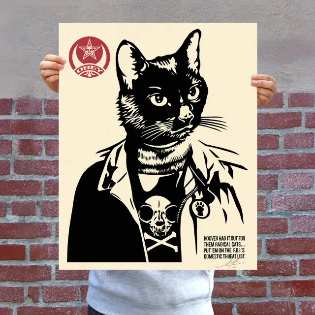 Obey Radical Cat Kunstdruck signiert 51 x 41 cm