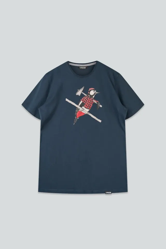 LAKOR Woodpecker T-Shirt Blueberry Bio-Baumwolle