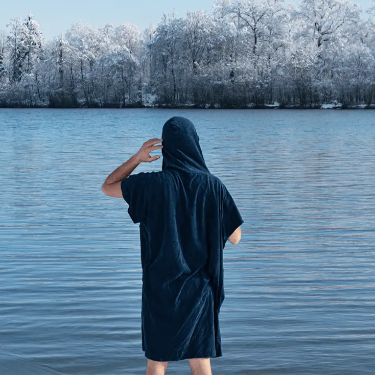 Langbrett Frottee Surfponcho Bio-Baumwolle dunkelblau