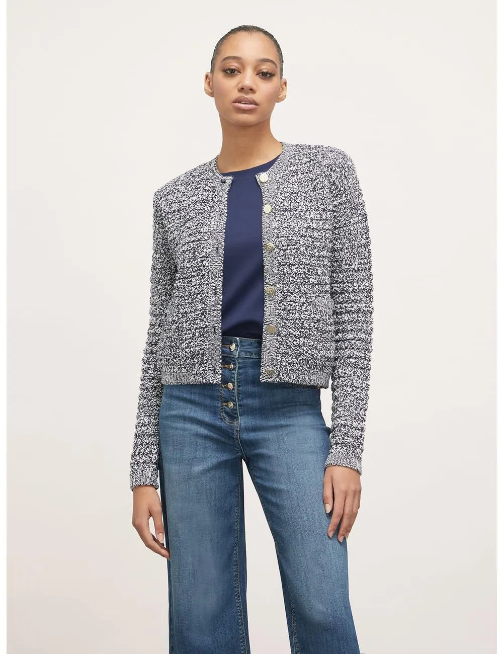 Motivi Kurzer Bouclé-Cardigan Jacke Baumwollmix
