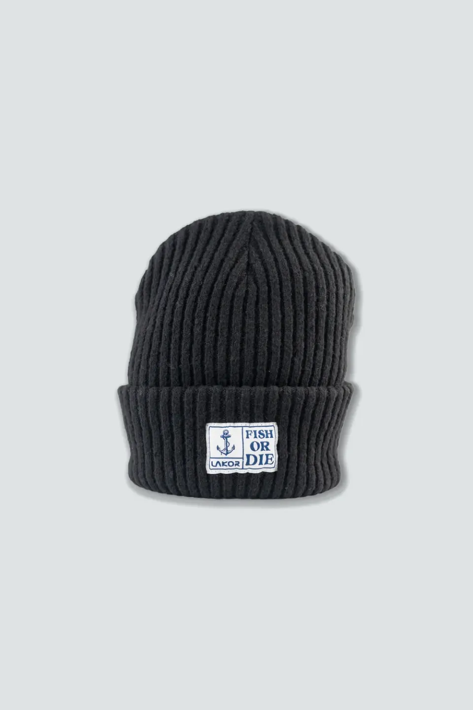 LAKOR Fish or Die Beanie Schwarz aus Wolle
