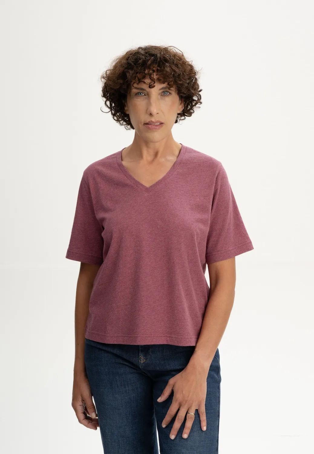 MELA ANKITA V-Neck T-Shirt weiß Bio-Jersey
