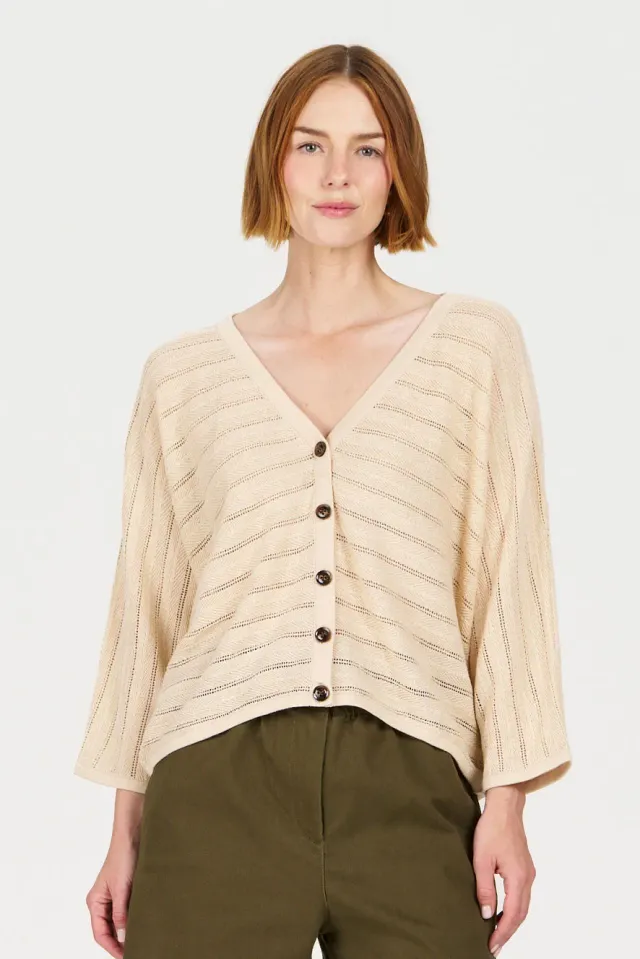 KOMODO MALI Strickjacke Sand Ramie-Baumwolle Damen
