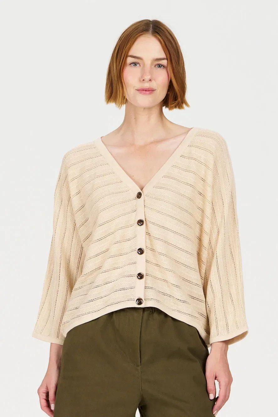 KOMODO MALI Strickjacke Sand Ramie-Baumwolle Damen