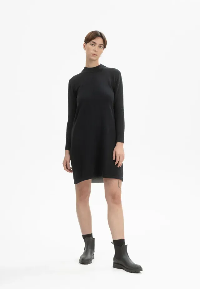 MELA HARLEEN Feinstrick Kleid navy Bio-Baumwolle