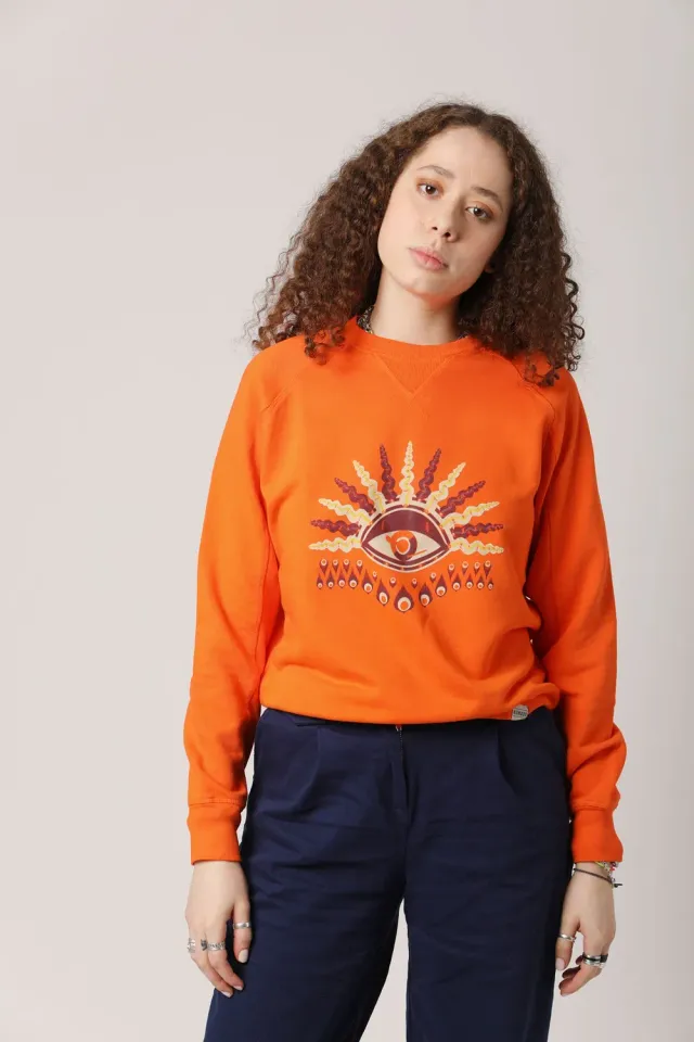KOMODO EYE Crewneck Sweatshirt Orange Bio-Baumwolle