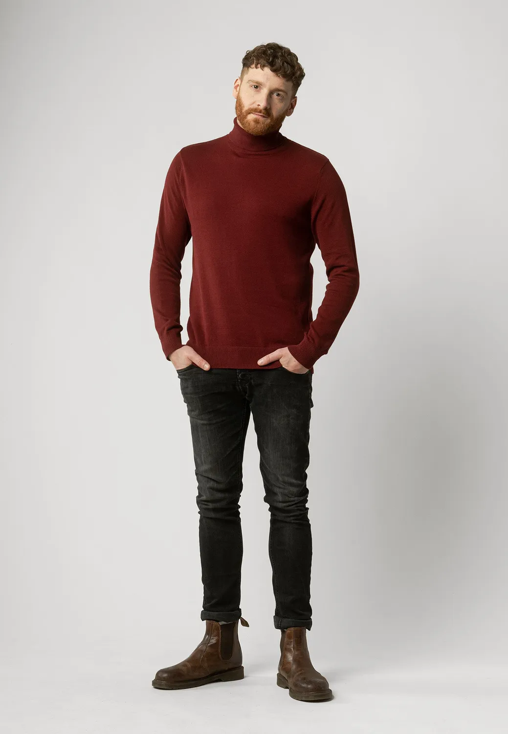 MELA KANJA Feinstrick Rollkragenpullover mushroom