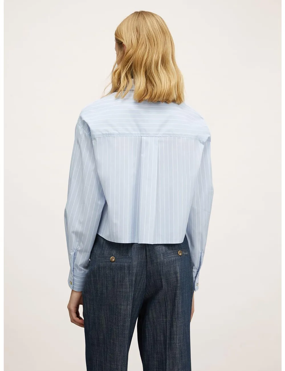 Motivi Kurze gestreifte Hemdbluse Bluse blau Popeline