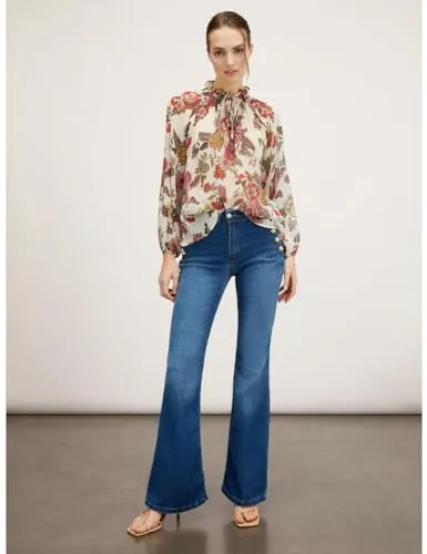 Motivi Bluse Blumenmuster Creponne hoher Kragen