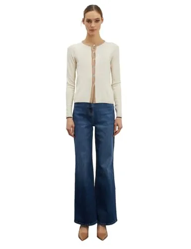 Motivi Basic-Cardigan mit Kontrastbürdüre Cardigan Viskose
