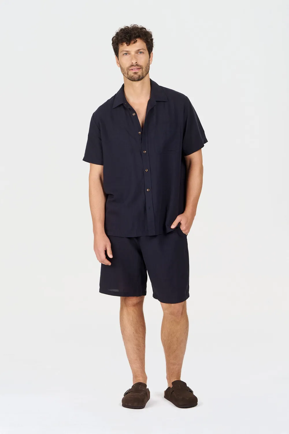 Komodo Loyle Hemd Navy Tencel-Leinen Herren
