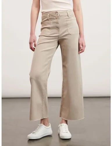 Motivi Cropped-Hose Baumwoll-Drill Fransensaum gerade