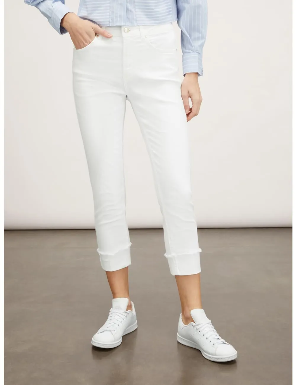 Motivi Regular-Hose Five-Pocket Aufschlag Baumwolle