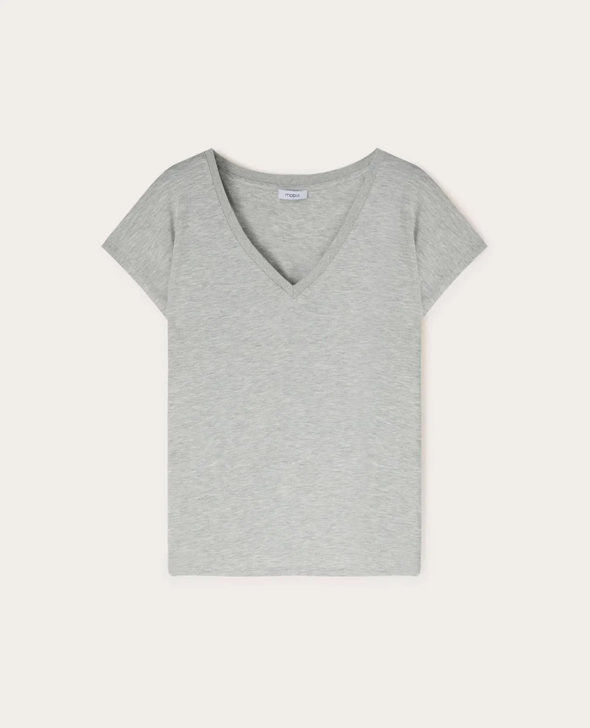 Motivi T-Shirt V-Ausschnitt Lurex-Bündchen Viskose
