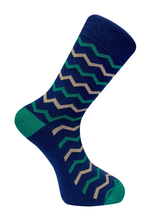Komodo Zig Zag Socken Navy Bio-Baumwolle