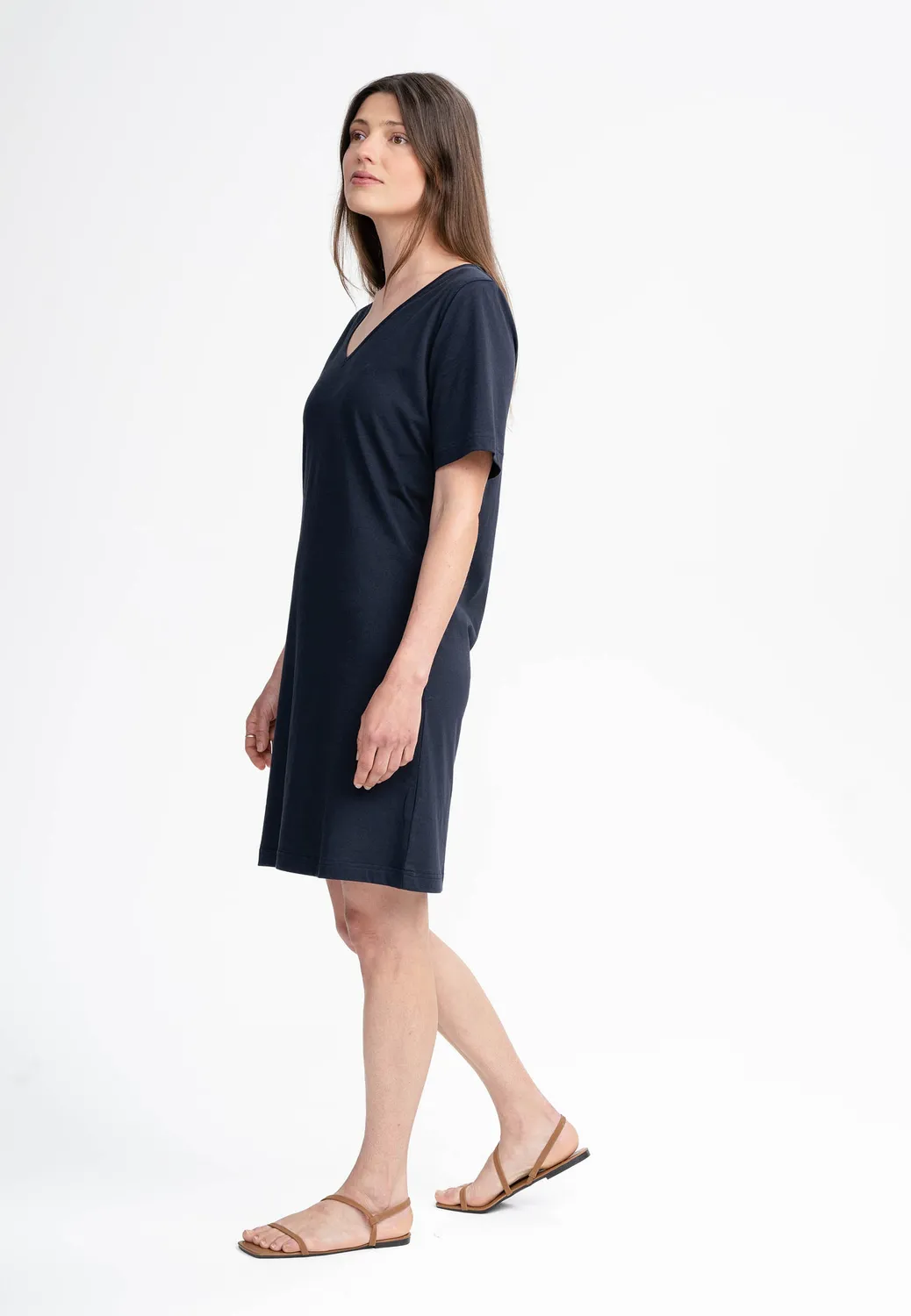 MELA JANITRA V-Neck Kleid schwarz Fairtrade Bio-Baumwolle