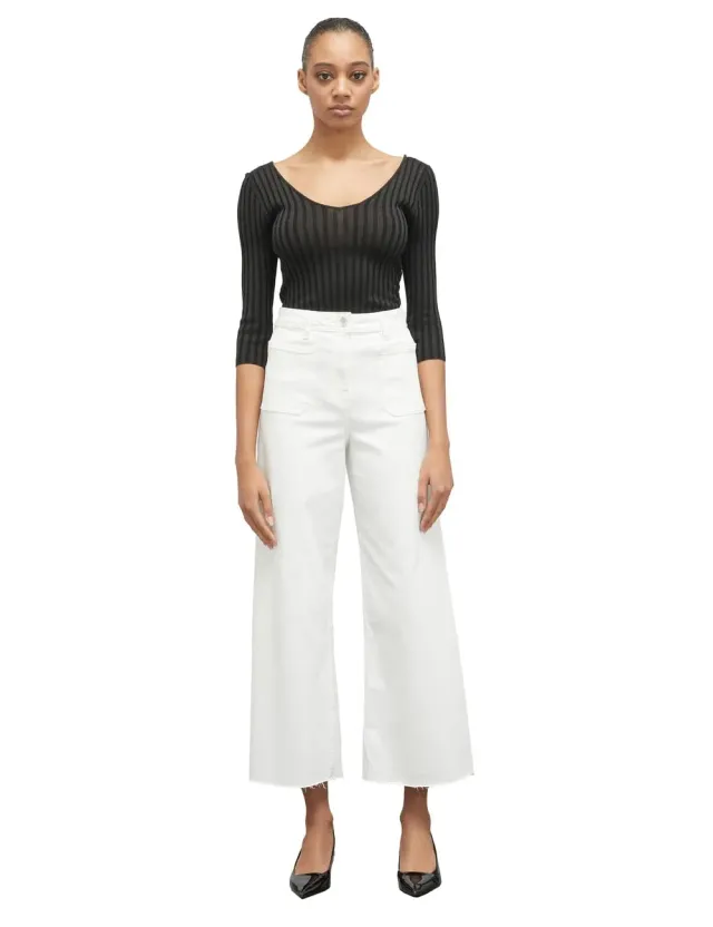 Motivi Cropped-Hose Fransensaum Baumwolle High Waist