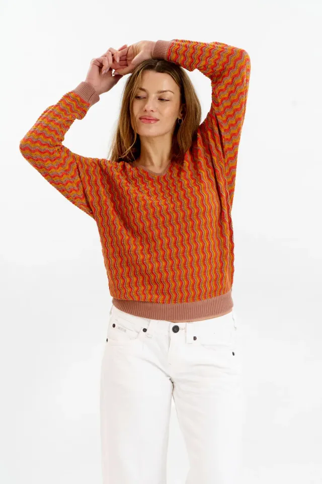 Komodo Clover Pointelle-Pullover Coffee Bio-Baumwolle
