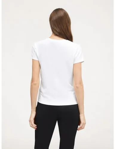 Motivi Spring Summer 24 T-Shirt Schriftzug Baumwolle Spitze
