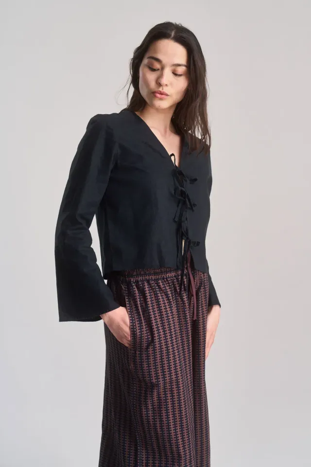 KOMODO SAVANNAH Top Schwarz aus Leinen-Biobaumwolle